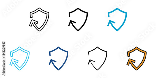 Realtime protection icon set multiple style vector collection. Editable Stroke 
