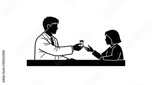 Healthcare professional dispensing prescription medication to a patient at a pharmacy counter, symbolizing vital medical support and health management