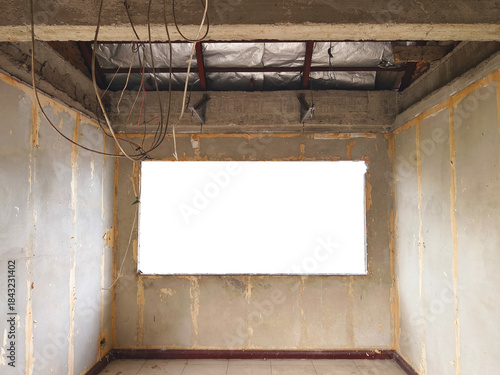 Interior office under construction and unfinished.