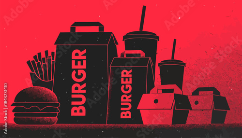 Fast Food Takeaway Paper Bag Silhouette Vector Icon - Convenient To-Go Meal or Delivery Service