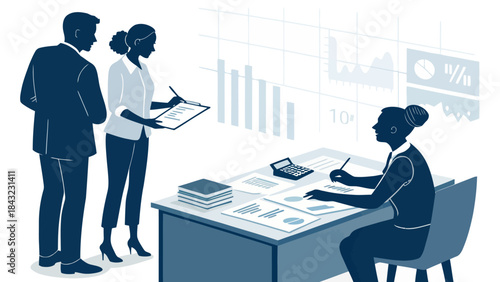Professional Financial Advisor or Accountant Silhouette Vector with Briefcase, Depicting Financial Planning and Expert Business Consultation