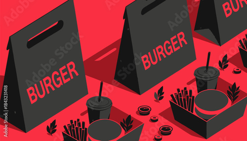 Fast Food Takeaway Paper Bag Silhouette Vector Icon - Convenient To-Go Meal or Delivery Service