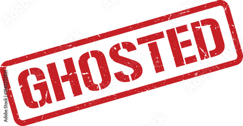 Red Distressed Ghosted Stamp on White Background Depicting Modern Dating Disappearance Trend