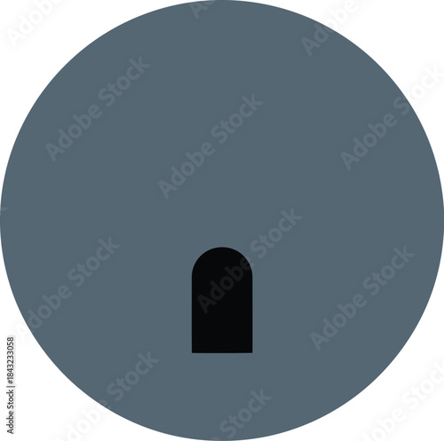 Minimalist Round Door Lock Icon on Dark Background for Modern Security Design and Concepts