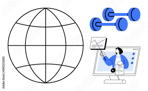 Digital lifestyle. Global connectivity, virtual learning, and fitness tools define modern digital lifestyle trends. Digital lifestyle enhancing education, workouts, and worldwide interaction