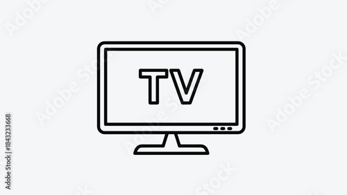 A simple line drawing of a television set with the letters tv on the screen in a basic style, Generative AI.