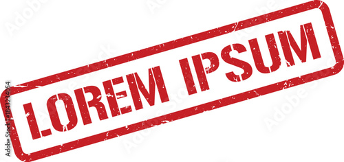 Red Distressed Lorem Ipsum Stamp on White Background Design Element, Isolated