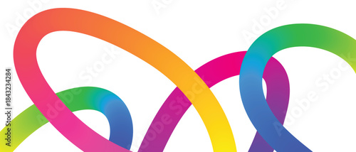 Vibrant rainbow arcs flowing and intertwining