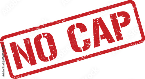 Red Distressed No Cap Rubber Stamp Impression on White Background, Slanted for Emphasis