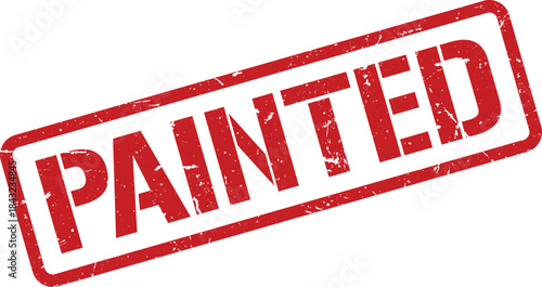Painted Text in a Red Distressed Rubber Stamp on a White Background