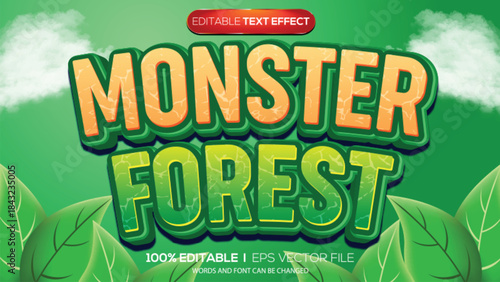 3d text effect monster forest theme
