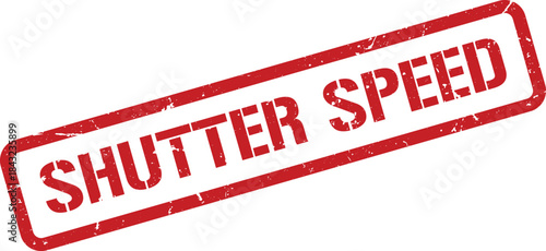 Distressed Red Shutter Speed Stamp on White Background, Photography Concept Element