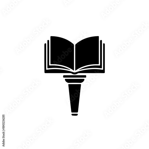 line art of a flaming torch where the flame is stylized as an open book. This icon symbolizes global education, scientific cooperation, and culture, representing the fundamental mission of UN organiza