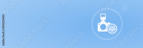 Fotorecht Gesetz Recht Kamera Header copy space - Urheberrecht Kunst Vektor svg unter 60 kB