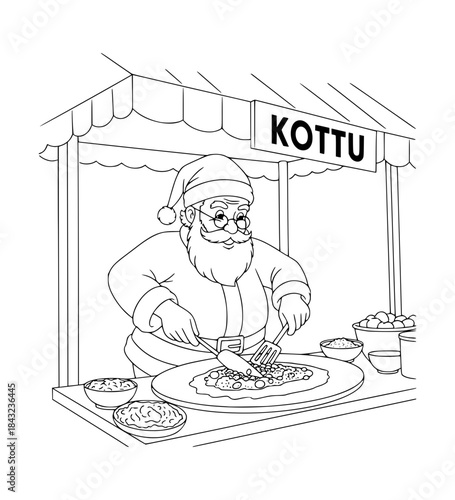 Santa preparing Kottu in a Hut