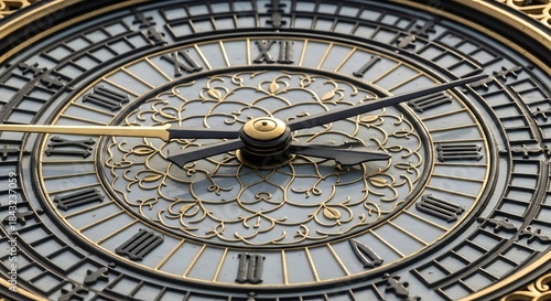 Macro Close-Up of Big Ben Clock Hands and Gilded Ornament