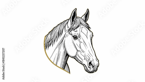 Elegance in Lines: A detailed sketch of a horse's head, showcasing the refined features and powerful essence of the animal. 