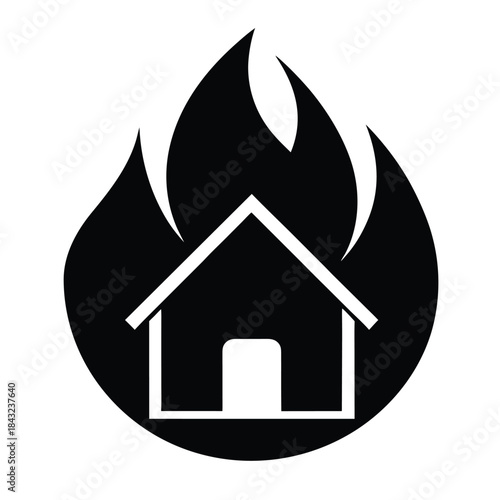 House building fire icon flat vector illustration