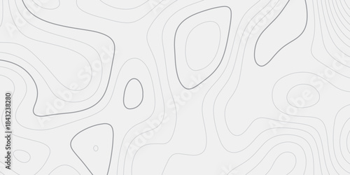Black and White Seamless Topographic Map Pattern with Flowing Contour Lines in Vintage Outdoor Cartography Style