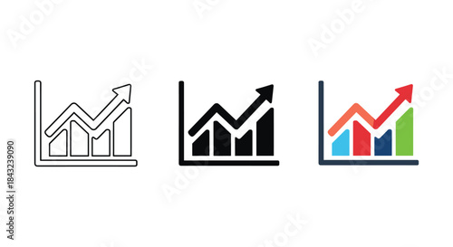 Graph icons showing increasing trends in various styles
