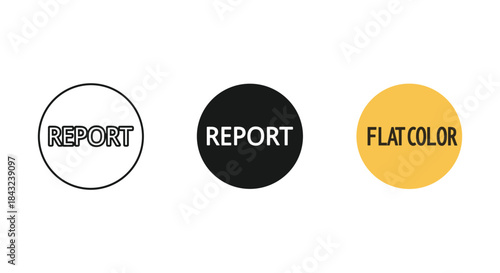 Three colored circles with report and flat color text