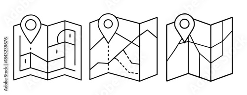 Navigation map pin location marker icon set illustration