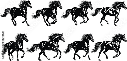 set of horse silhouettes