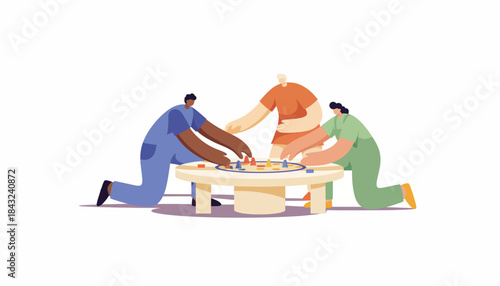 Diverse Group of Friends Playing Board Game