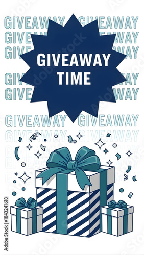 Giveaway Time Festive Gift Boxes Illustration for Social Media Promotion and Contests