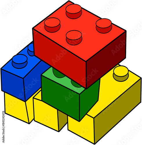 Colorful Children's Building Blocks Stacked Together Representing Creativity, Playful Learning, and Educational Construction Toys for Early Childhood Development