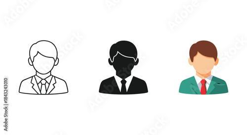 Various male businessman avatars in different styles