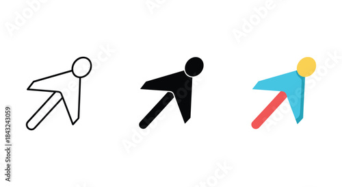 Simple illustration of person running in different colors