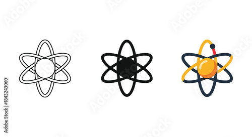 Atomic structure icons in various styles
