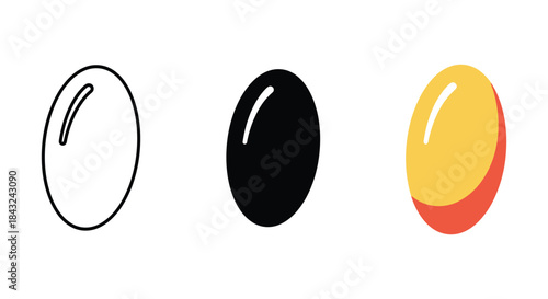 Three pills in different stages of design