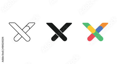 Different versions of x logo design