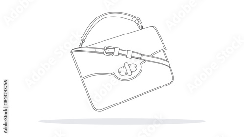Stylishly drawn white and black bag on a white background.