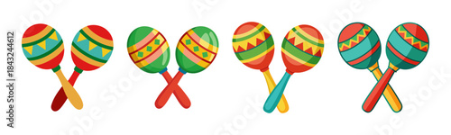 Vibrant maracas collection, folk musical instruments illustration