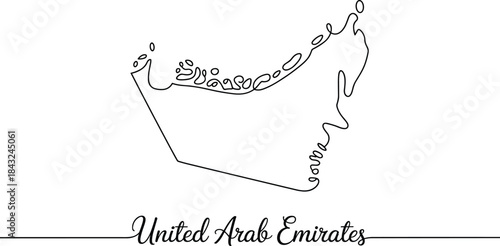 Outline map of the United Arab Emirates with Arabic text