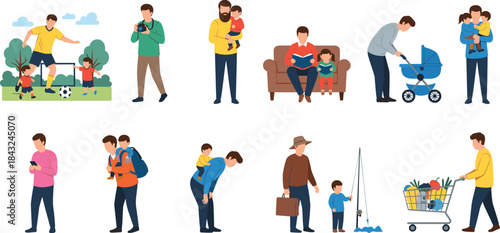 Set of Realistic Citrus Fruit Slices. Vector Illustration of Orange, Lemon, Lime, and Grapefruit with Green Leaves.