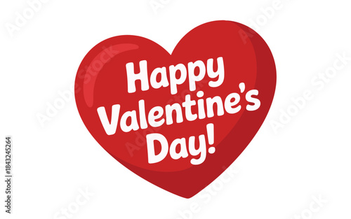 A delightful red heart icon with bold white text wishing everyone Happy Valentines Day stands out against a light field