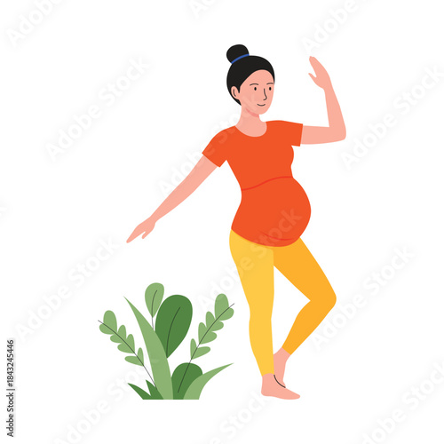 Prenatal Yoga Flow Vector Flat Illustration EPS 10 File