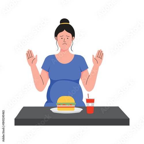 Tempted by Junk Choosing Health Vector Flat Illustration EPS 10 File