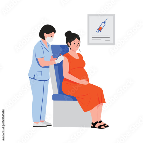 Vaccinated for Two Vector Flat Illustration EPS 10 File