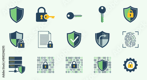 Collection of Digital Security and Protection Icons.