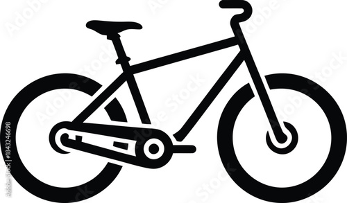 Black and White Illustration of Bike Isolated on Transparent Background