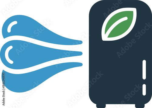 Fresh air purifier icon emitting clean vapor with leaf shape for healthy life