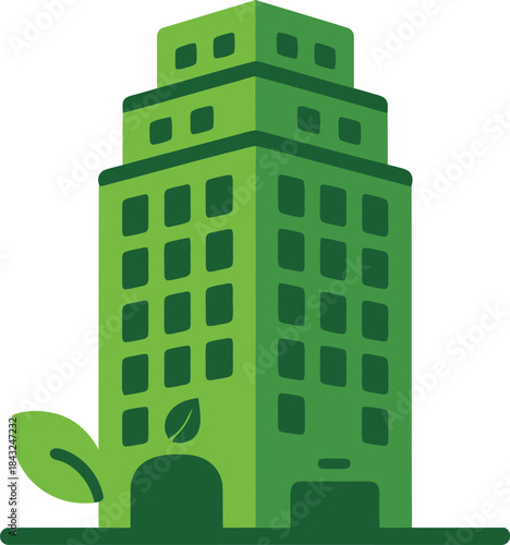 Modern Green Building Illustration Emphasizing Ecology Friendly Urban Architecture
