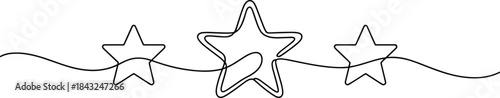 Three Double Outlined Stars Connected by Curved Lines