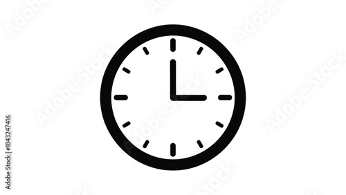 Simple black and white analog clock icon