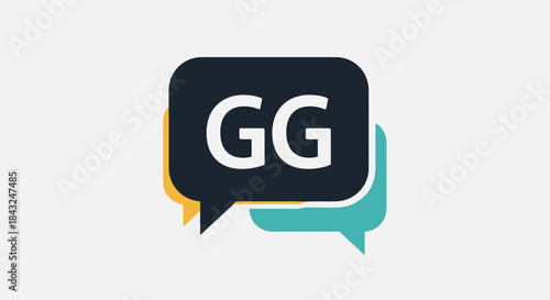 Chat bubble icon with GG initials representing communication and discussion.